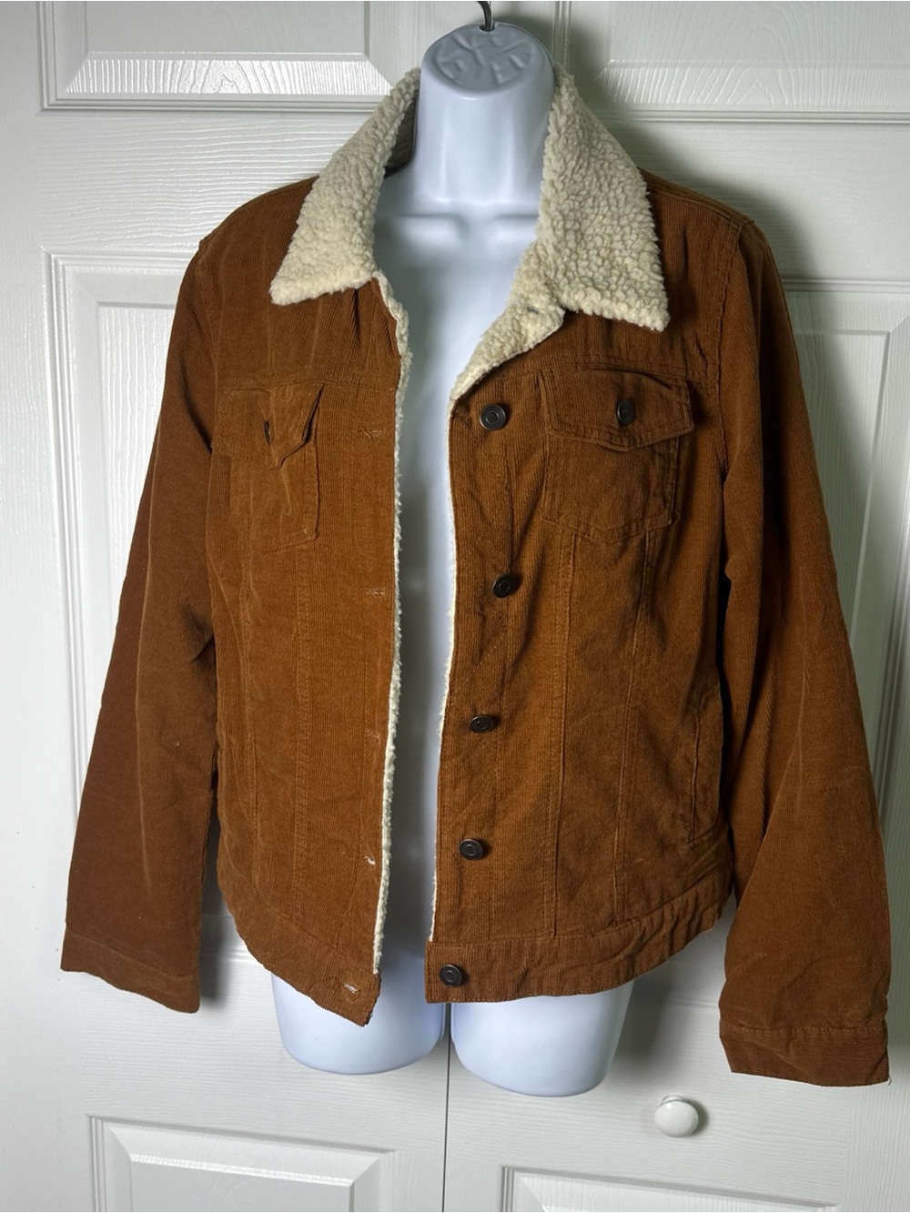 miami Brown Corduroy Jacket with Cream Sherpa Trim